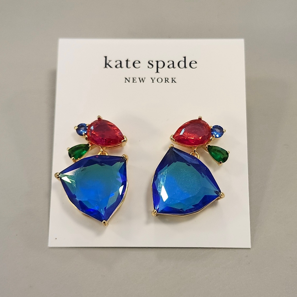 NWT Kate Spade Gold-Tone Shine Me Up Drop Multicolor Earrings